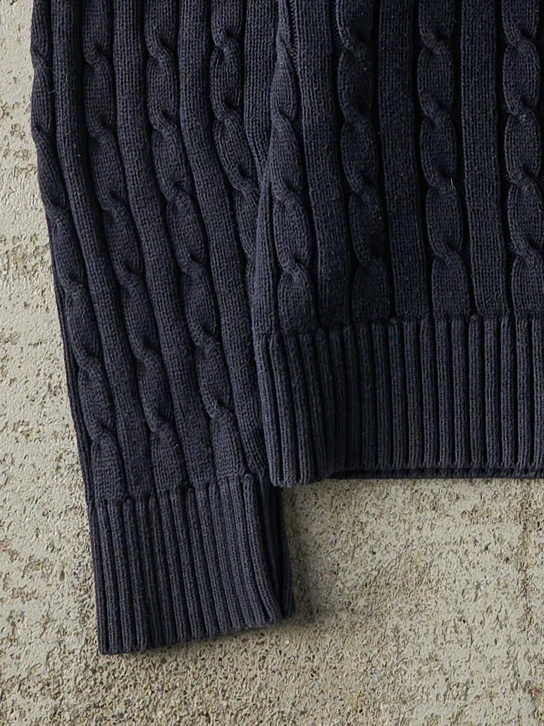 Vintage 90s Navy Blue Cable Knit Pullover (L) sold by Rebalance Vintage product image thumbnail 3