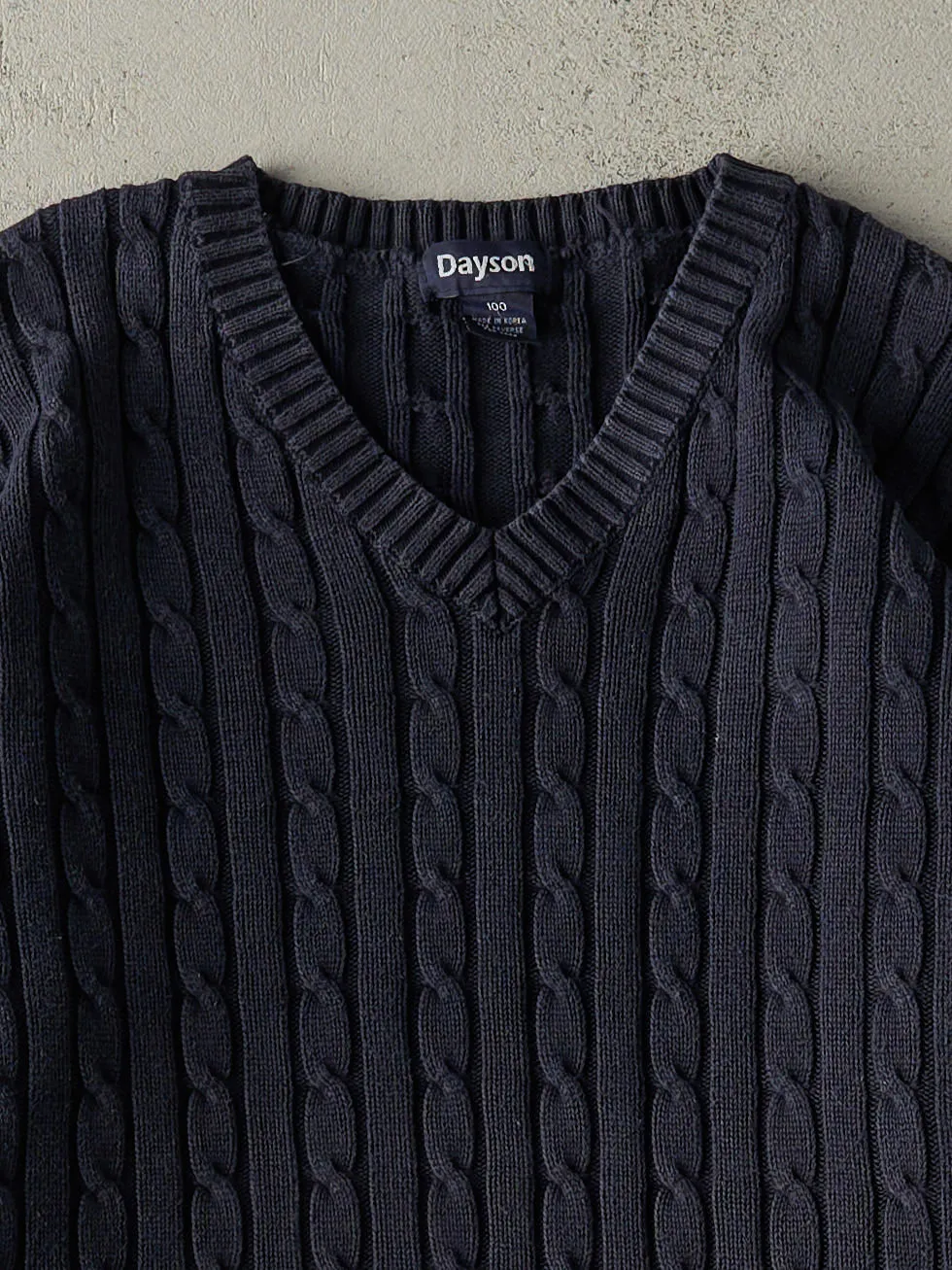Vintage 90s Navy Blue Cable Knit Pullover (L) sold by Rebalance Vintage product image thumbnail 2