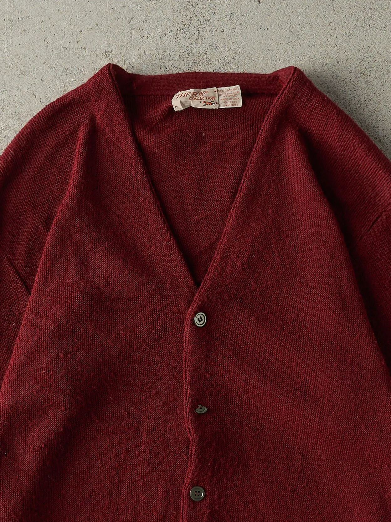 Vintage 80s Red Button Up Knit Cardigan (M) sold by Rebalance Vintage product image thumbnail 2