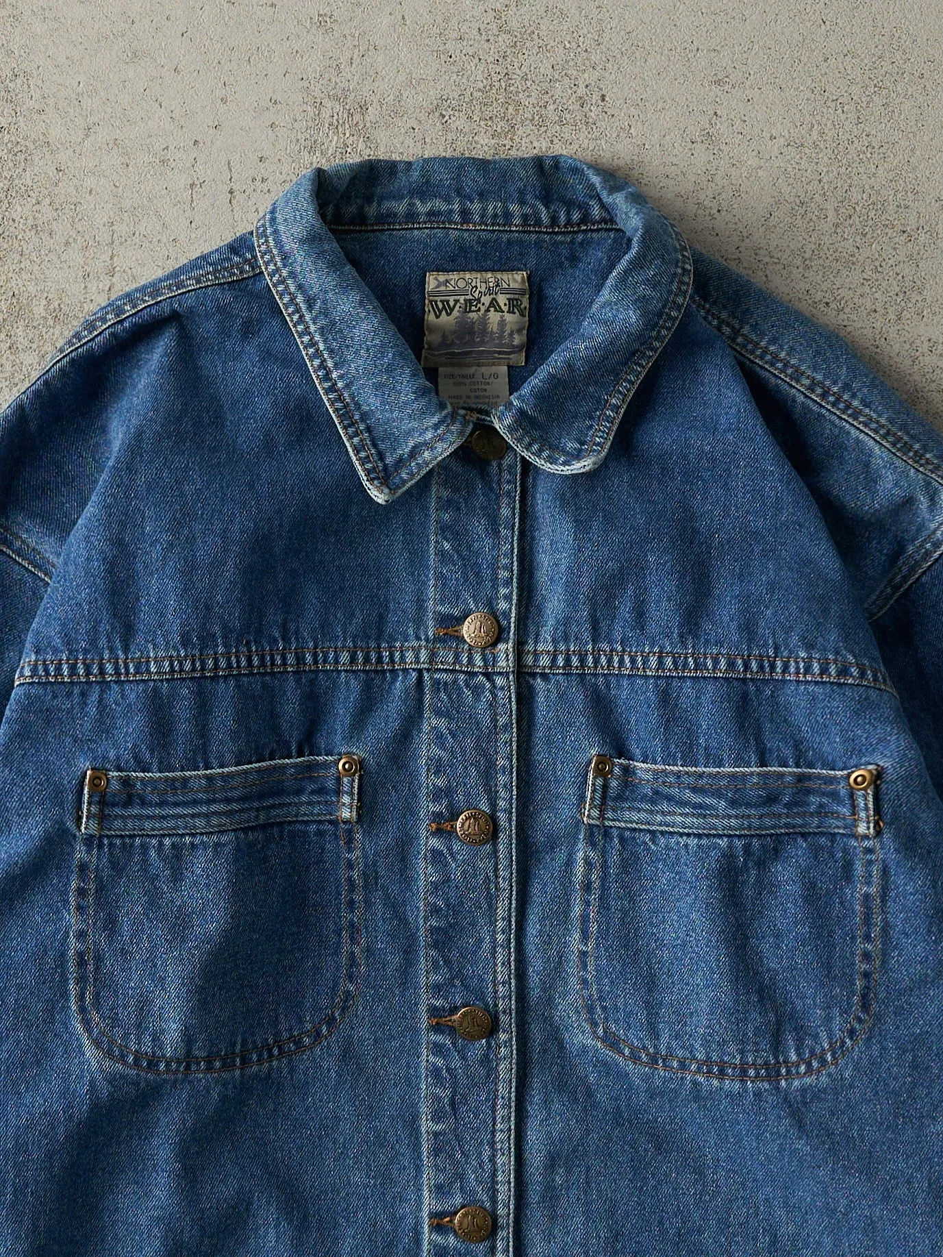 Vintage 90s Mid Wash Denim Chore Jacket (L/XL) sold by Rebalance Vintage product image thumbnail 4