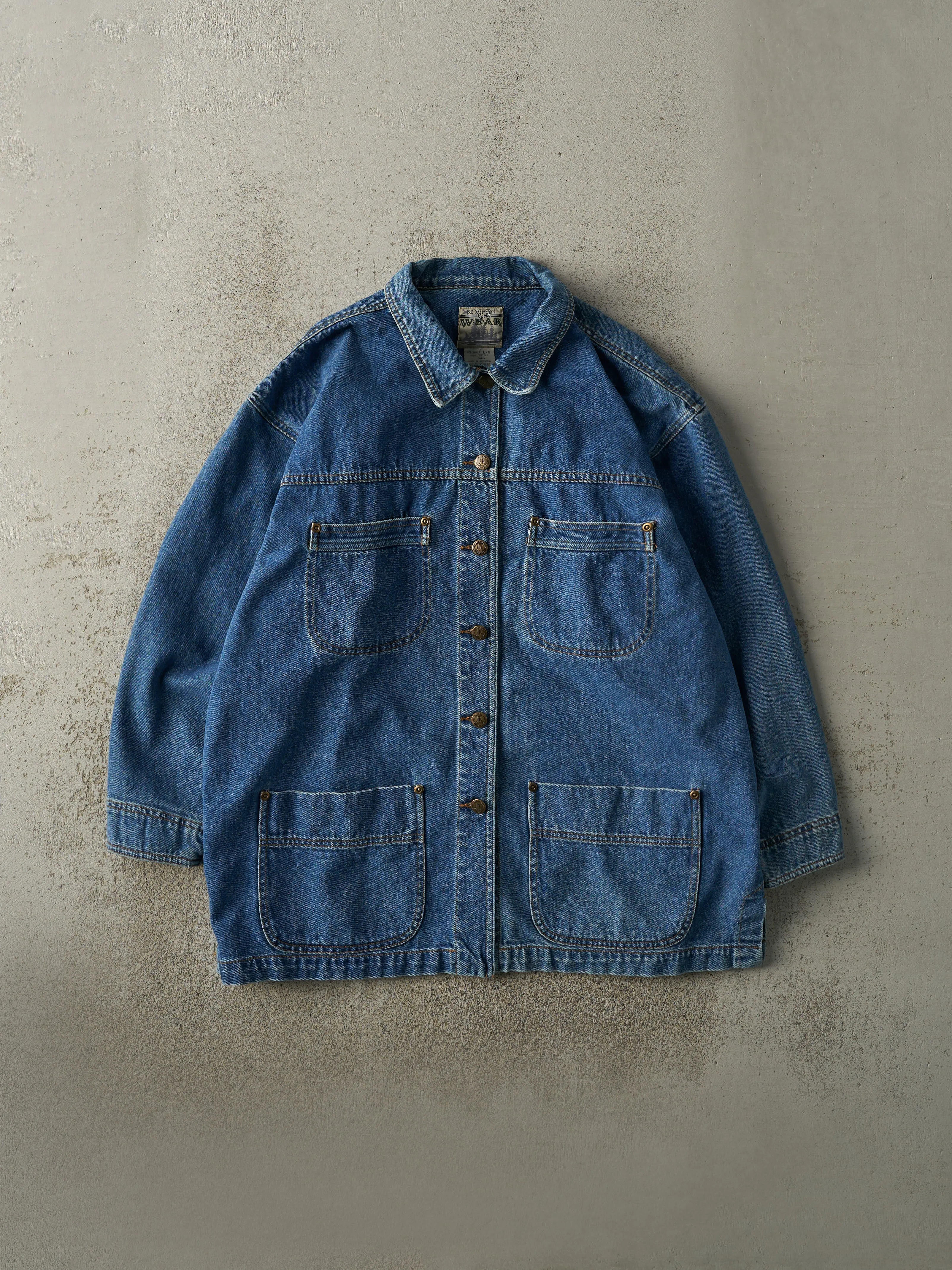 Vintage 90s Mid Wash Denim Chore Jacket (L/XL) sold by Rebalance Vintage