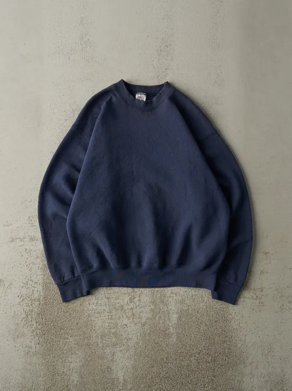 Vintage 90s Navy Blue Blank Crewneck (M) sold by Rebalance Vintage
