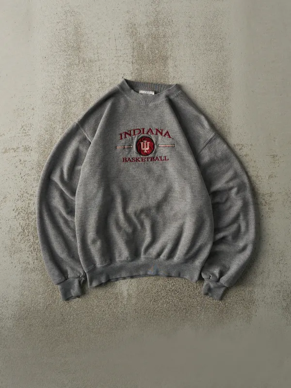 Vintage 90s Grey Indiana University Basketball Embroidered Crewneck (S) sold by Rebalance Vintage