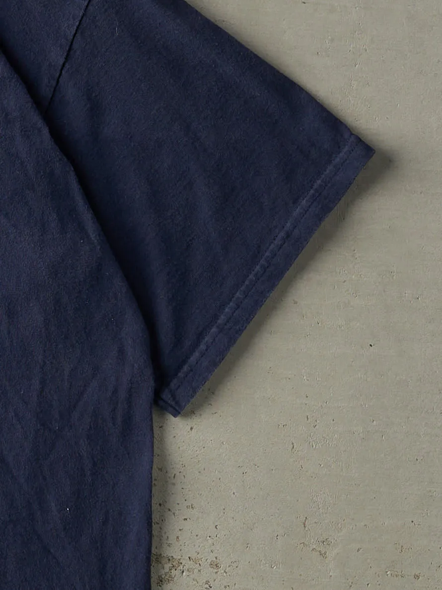 Vintage 90s Navy Blue Embroidered Kansas Jayhawks Tee (M) sold by Rebalance Vintage product image thumbnail 3