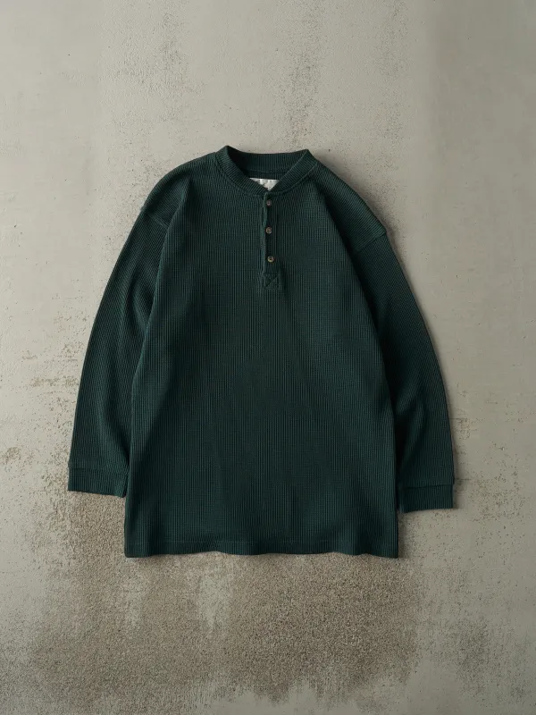 Vintage 90s Green Quarter Button Thermal Long Sleeve (M) sold by Rebalance Vintage