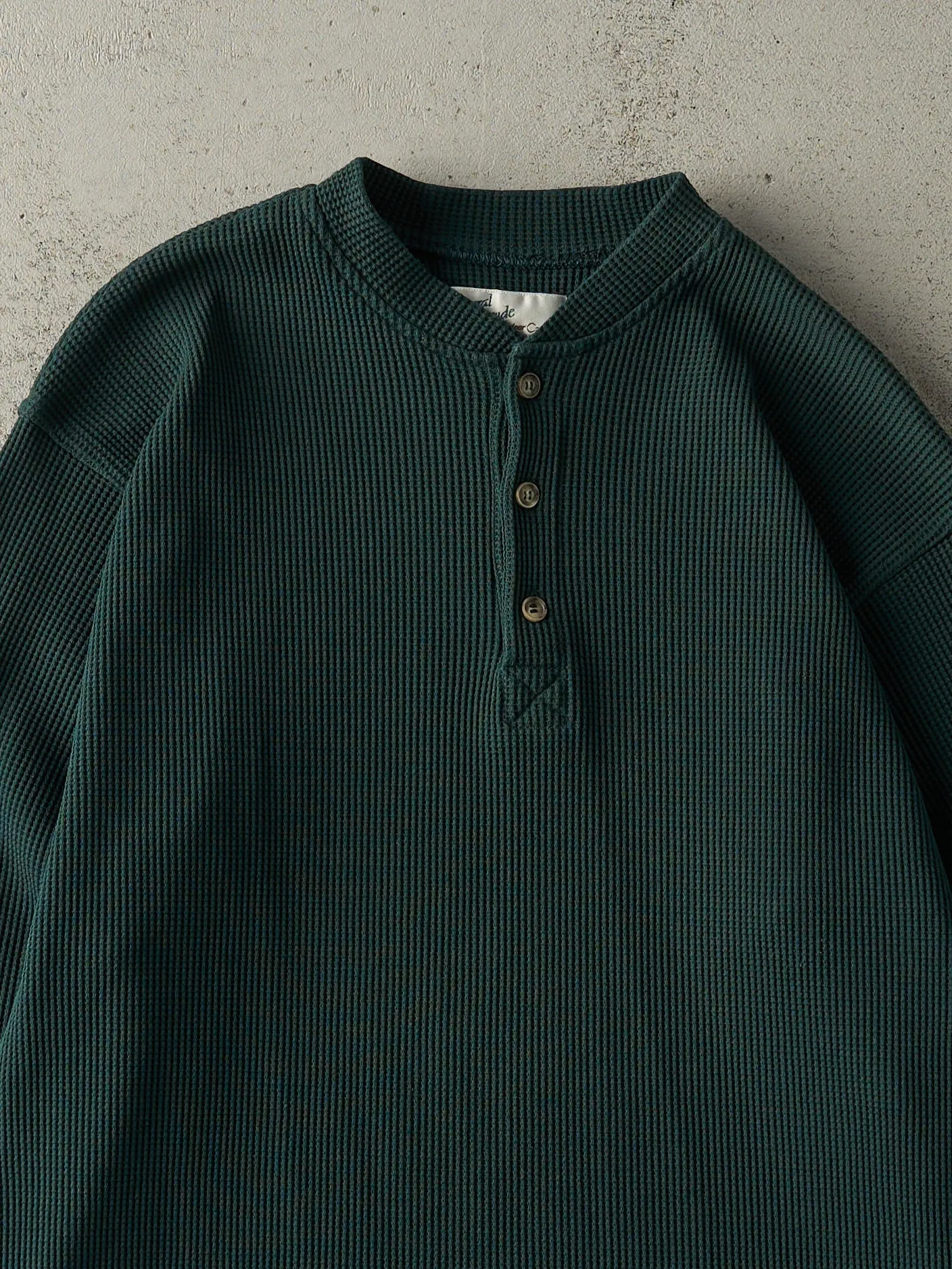 Vintage 90s Green Quarter Button Thermal Long Sleeve (M) sold by Rebalance Vintage product image thumbnail 2