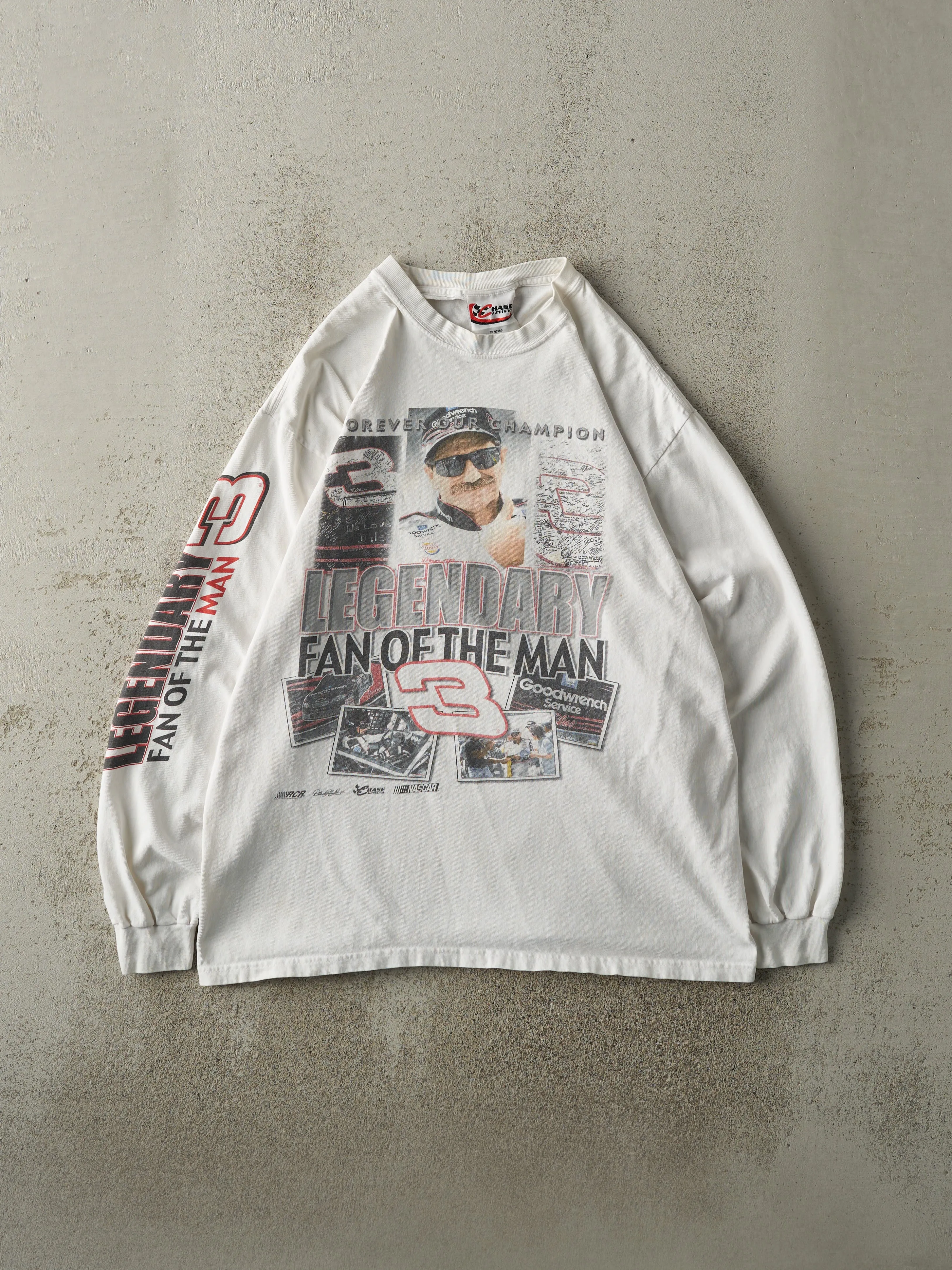 Vintage 90s White Dale Earnhardt Nascar Racing Long Sleeve (M) sold by Rebalance Vintage