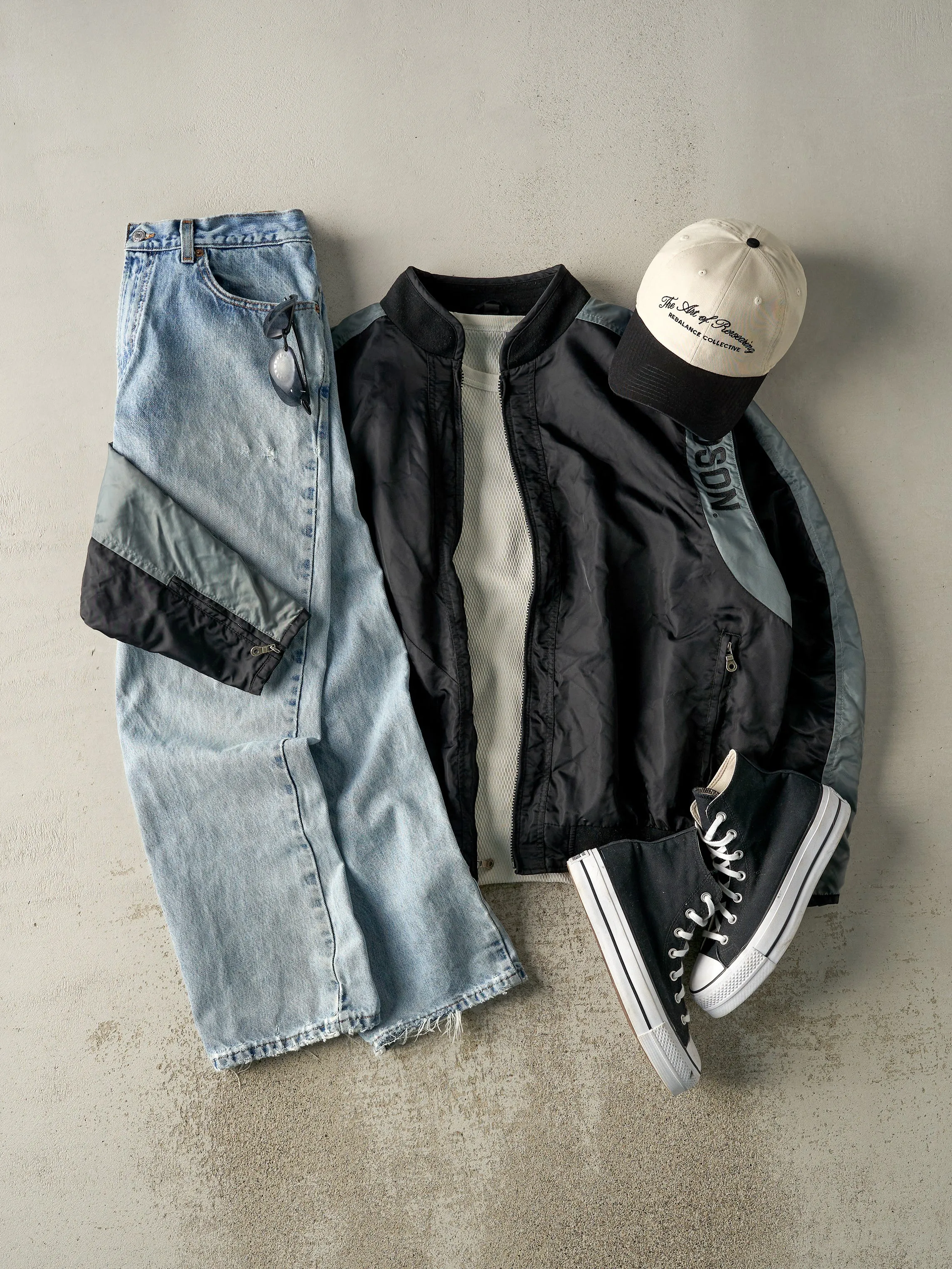 Vintage Y2K Black & Grey Harley Davidson Bomber Jacket (L) sold by Rebalance Vintage product image thumbnail 2