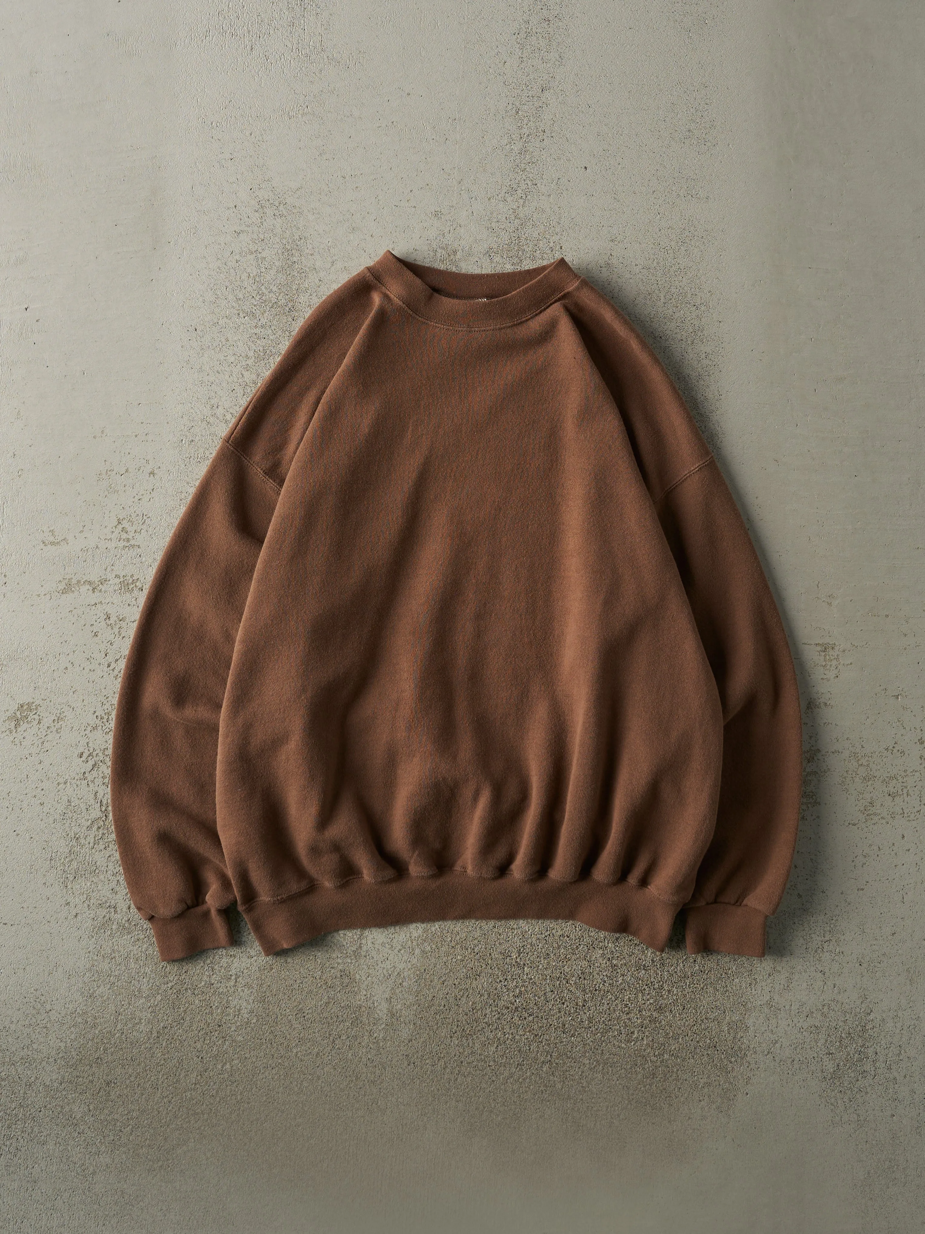 Vintage 90s Brown Blank Crewneck (L) sold by Rebalance Vintage