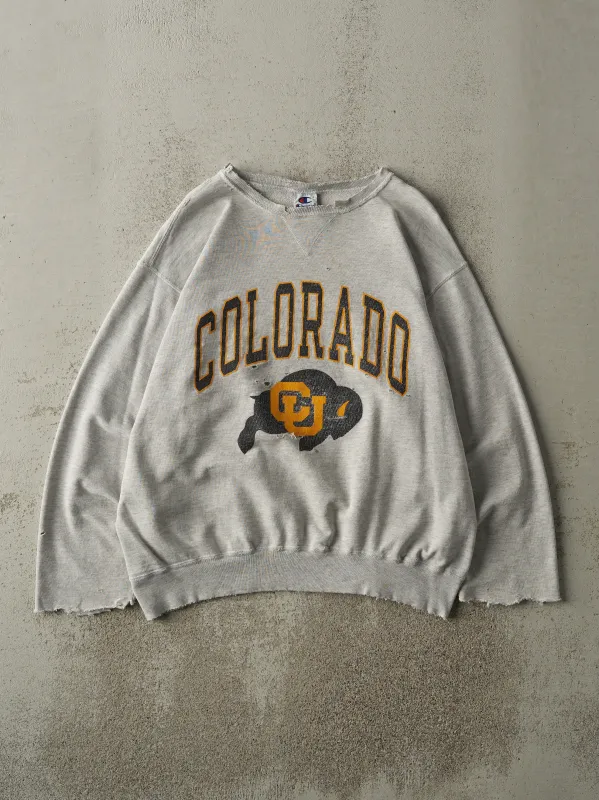 Vintage 90s Heather Grey Colorado University Boxy Crewneck (L) sold by Rebalance Vintage
