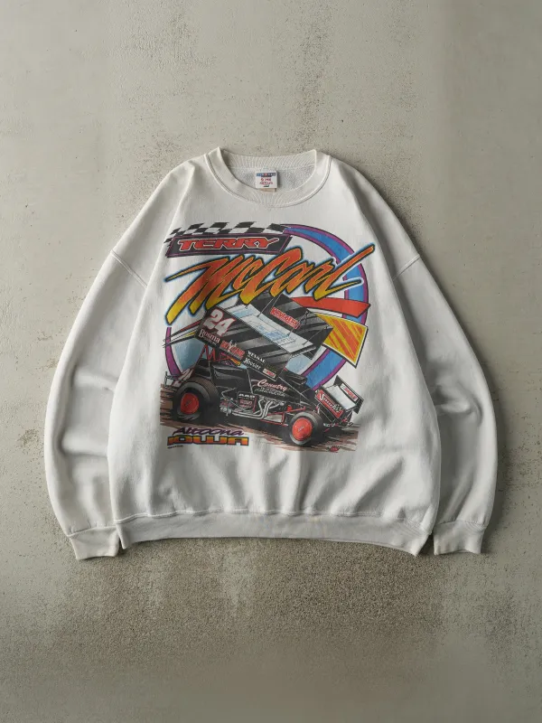 Vintage 90s White Terry McCarl Racing Crewneck (XXL) sold by Rebalance Vintage