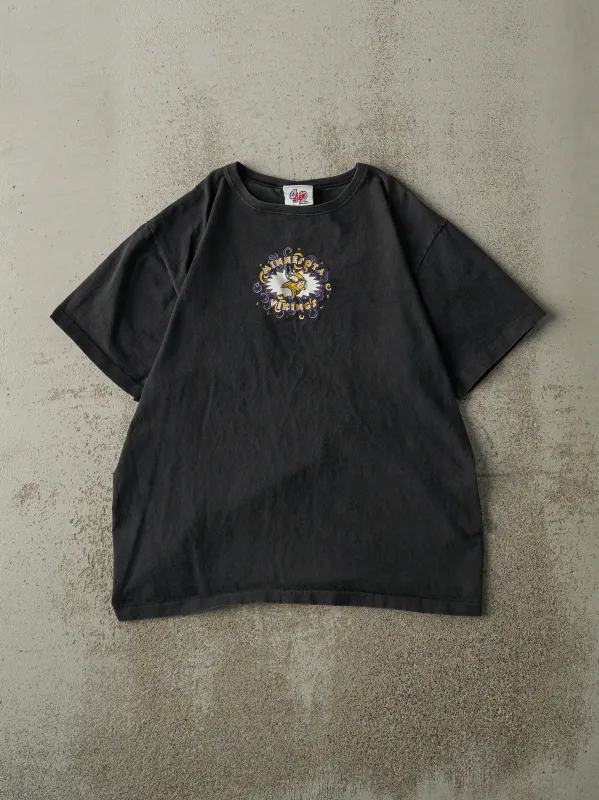 Vintage 90s Black Minnesota Vikings Tee (S/M) sold by Rebalance Vintage
