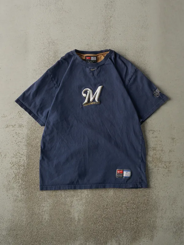 Vintage Y2K Navy Blue Embroidered Milwaukee Brewers Nike Tee (M) sold by Rebalance Vintage