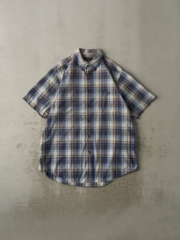 Vintage Y2K Blue Plaid Button Up Shirt (L/XL) sold by Rebalance Vintage