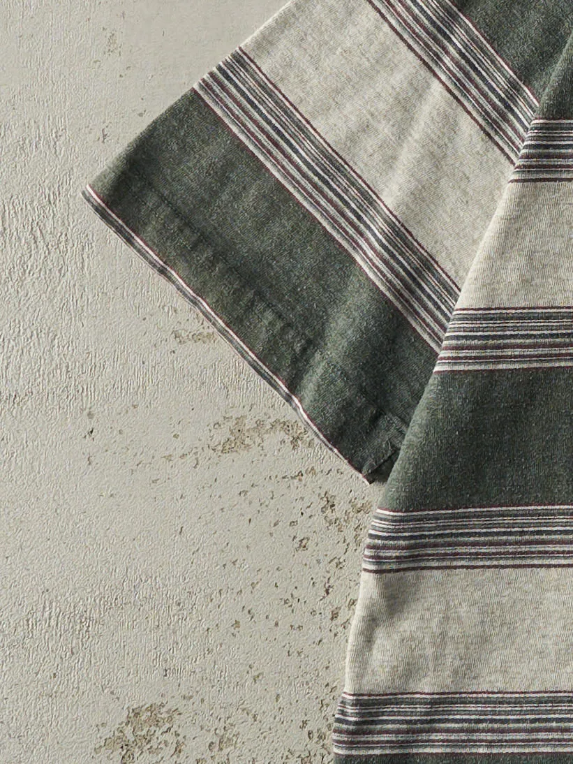 Vintage 90s Green Striped Tee (M/L) sold by Rebalance Vintage product image thumbnail 3