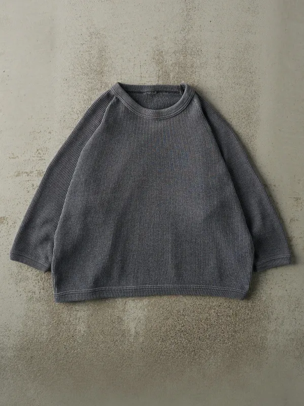 Vintage 90s Charcoal Grey Thermal Boxy 3/4 Sleeve (L) sold by Rebalance Vintage