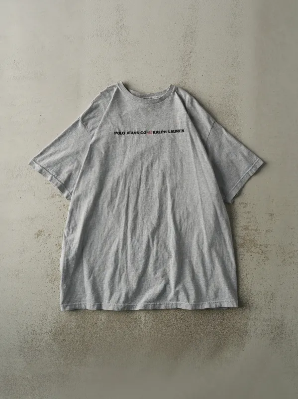 Vintage Y2K Grey Polo Jeans Ralph Lauren Embroidered Tee (XL) sold by Rebalance Vintage