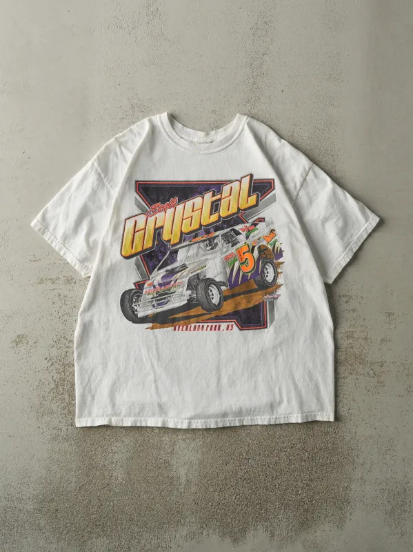 Vintage 08' White Scott Crystal Racing Tee (L) sold by Rebalance Vintage