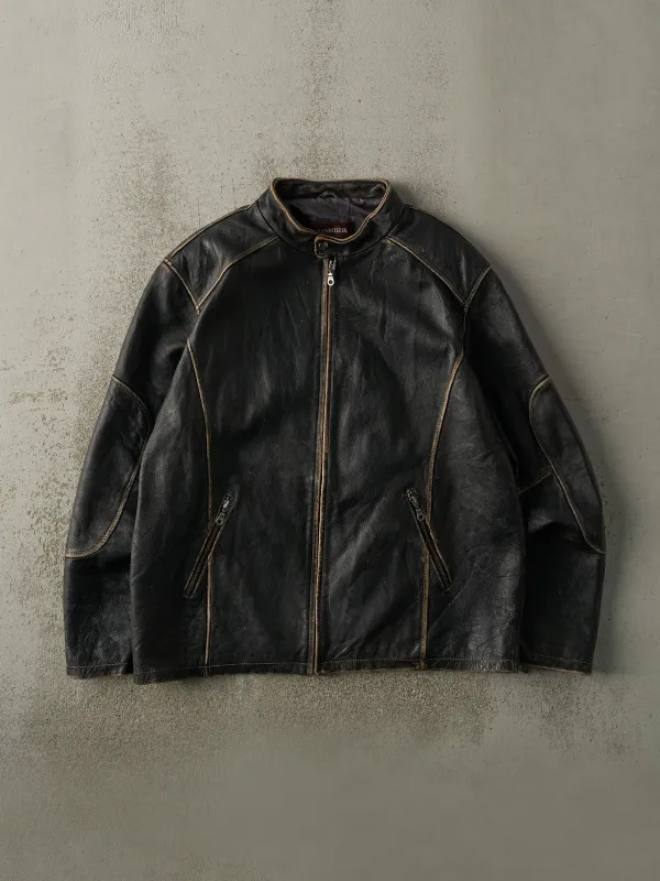 Vintage Y2K Black Danier Biker Leather Jacket (L) sold by Rebalance Vintage