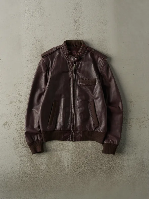 Vintage 90s Burgundy Leather Biker Jacket (M) sold by Rebalance Vintage