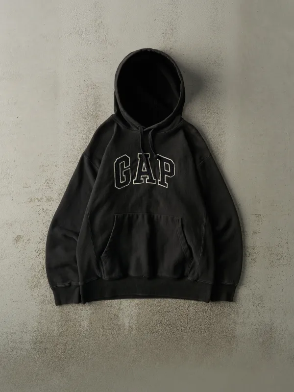 Vintage 90s Faded Black Embroidered Gap Hoodie (M) sold by Rebalance Vintage