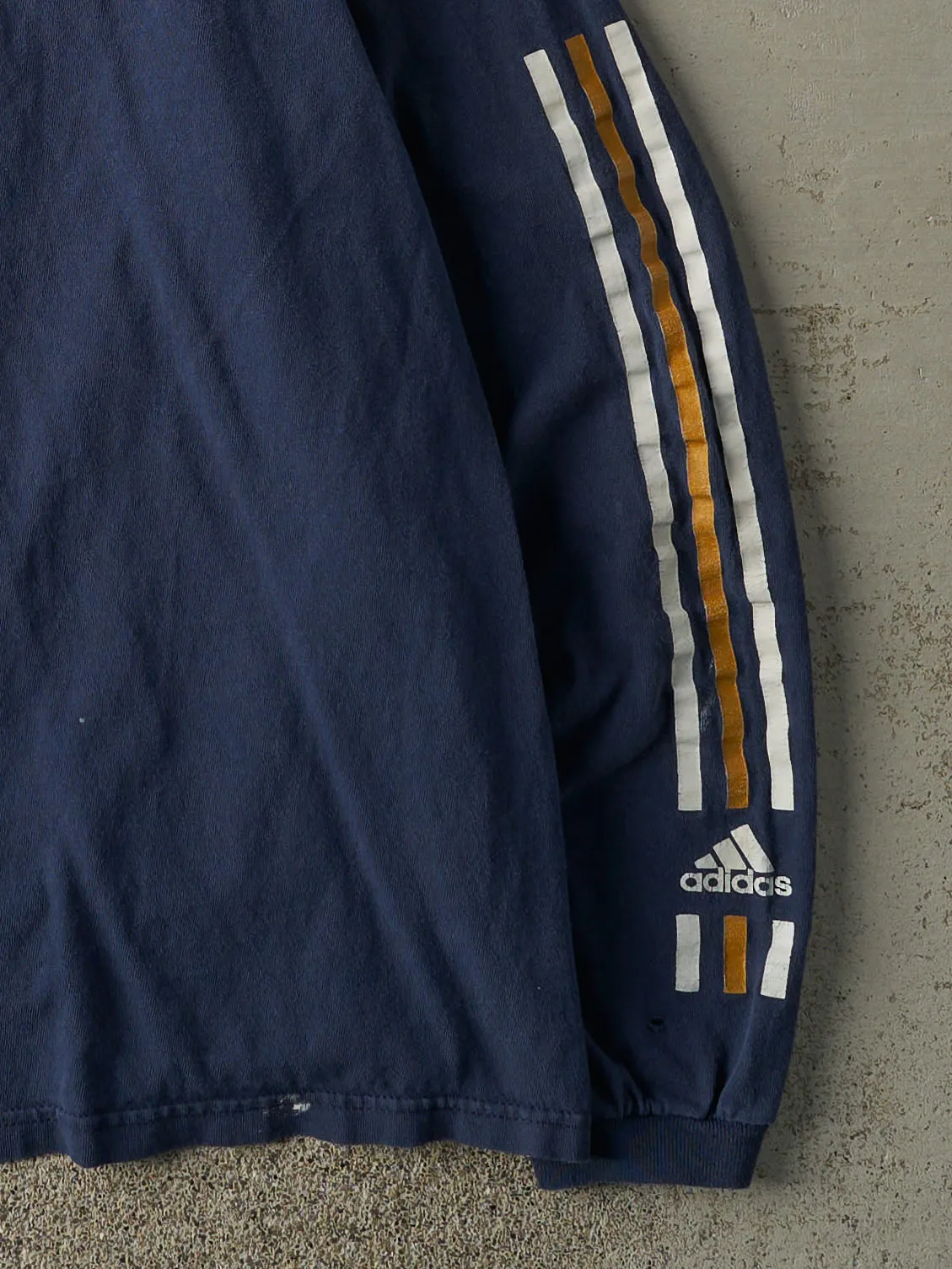 Vintage Y2K Navy Blue Adidas Notre Dame Long Sleeve (L) sold by Rebalance Vintage product image thumbnail 3