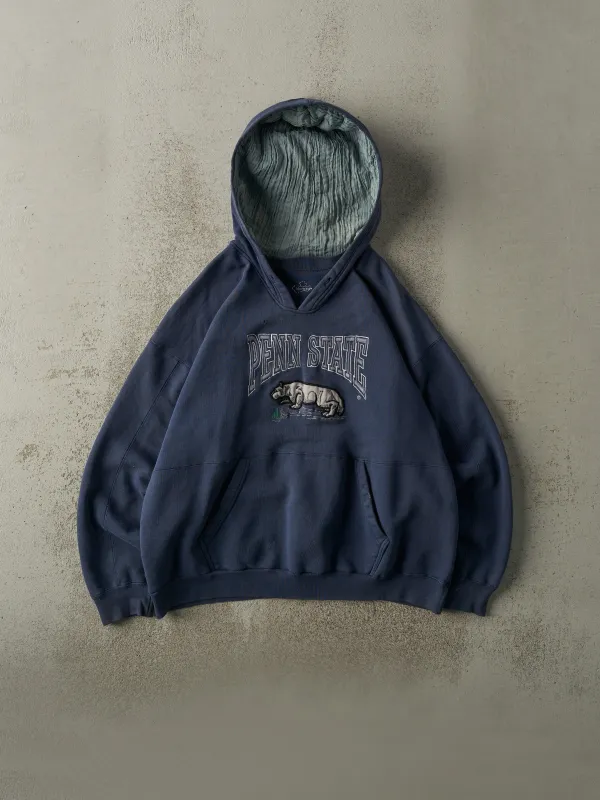Vintage 90s Navy Blue Penn State University Embroidered Boxy Hoodie (L) sold by Rebalance Vintage