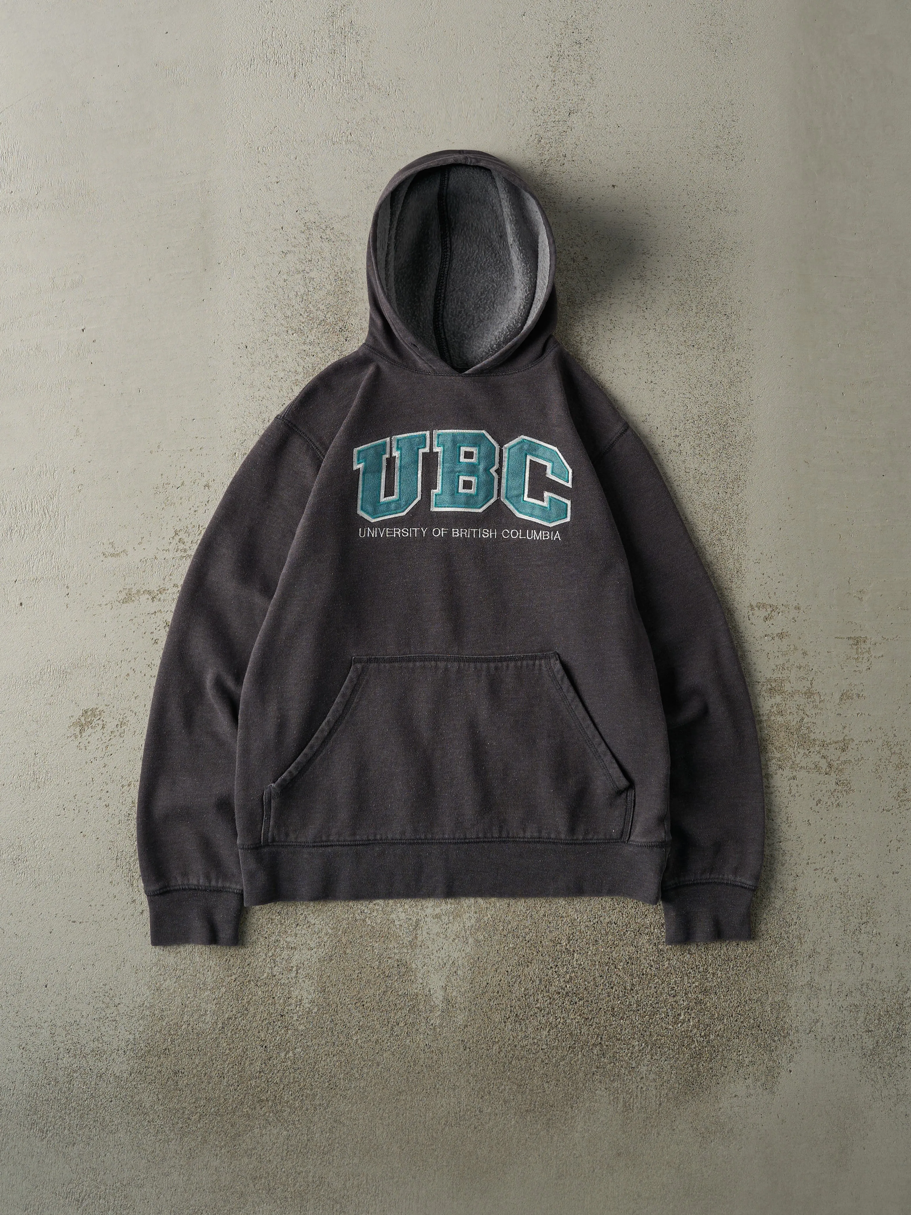 Vintage Y2K Charcoal Grey Embroidered UBC Hoodie (S/M) sold by Rebalance Vintage