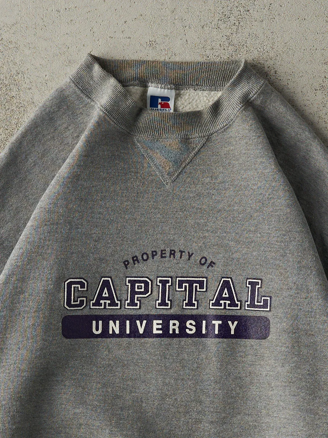 Vintage 90s Grey Capital University Russell Athletic Crewneck (L/XL) sold by Rebalance Vintage product image thumbnail 2