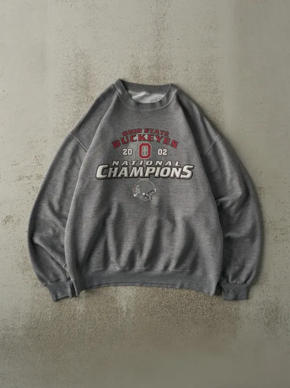 Vintage 02' Grey Ohio State Buckeyes National Champions Crewneck (L) sold by Rebalance Vintage