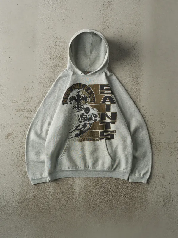 Vintage 90s Heather Grey New Orleans Saints Hoodie (S/M) sold by Rebalance Vintage