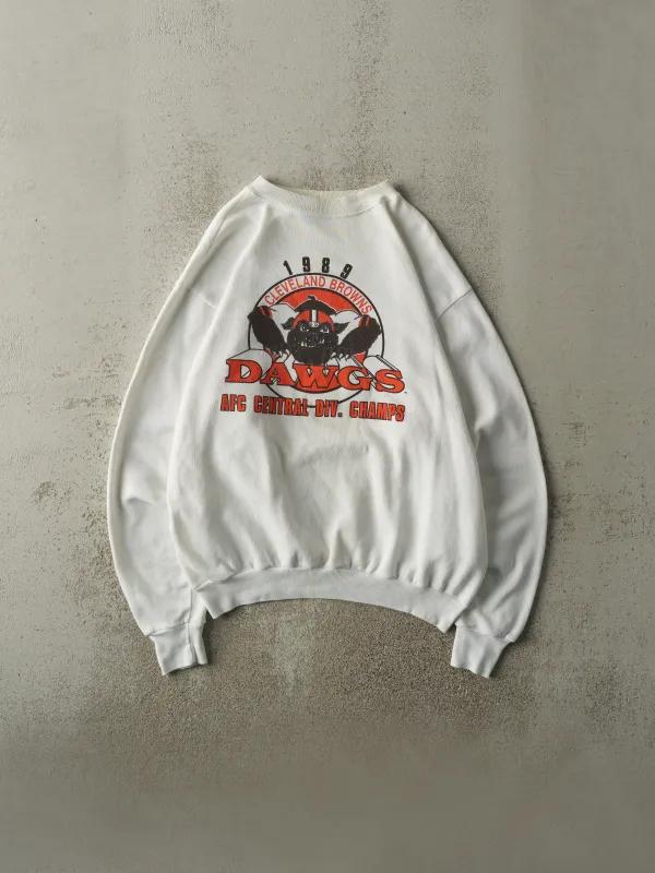 Vintage 89' White Cleveland Browns AFC Champions Crewneck (L/XL) sold by Rebalance Vintage