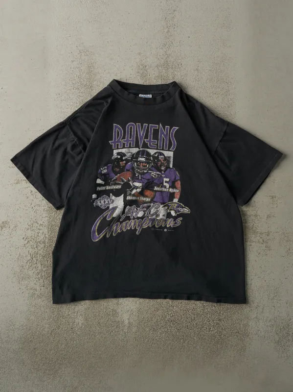 Vintage 01' Black Baltimore Ravens AFC Champions Single Stitch Tee (L) sold by Rebalance Vintage