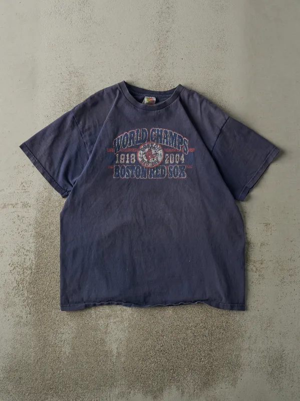 Vintage 04' Sun Faded Navy Boston Red Sox World Champions Tee (L) sold by Rebalance Vintage