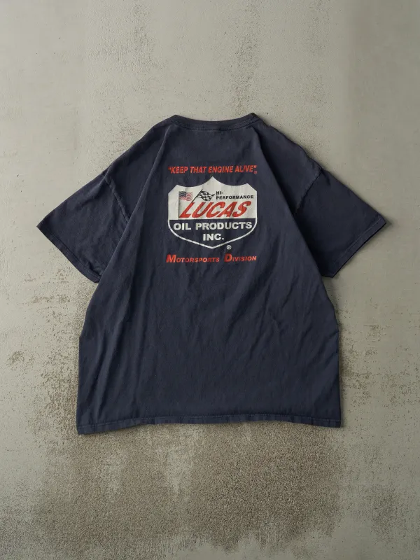 Vintage Y2K Navy Blue Lucas Oil Tee (L/XL) sold by Rebalance Vintage