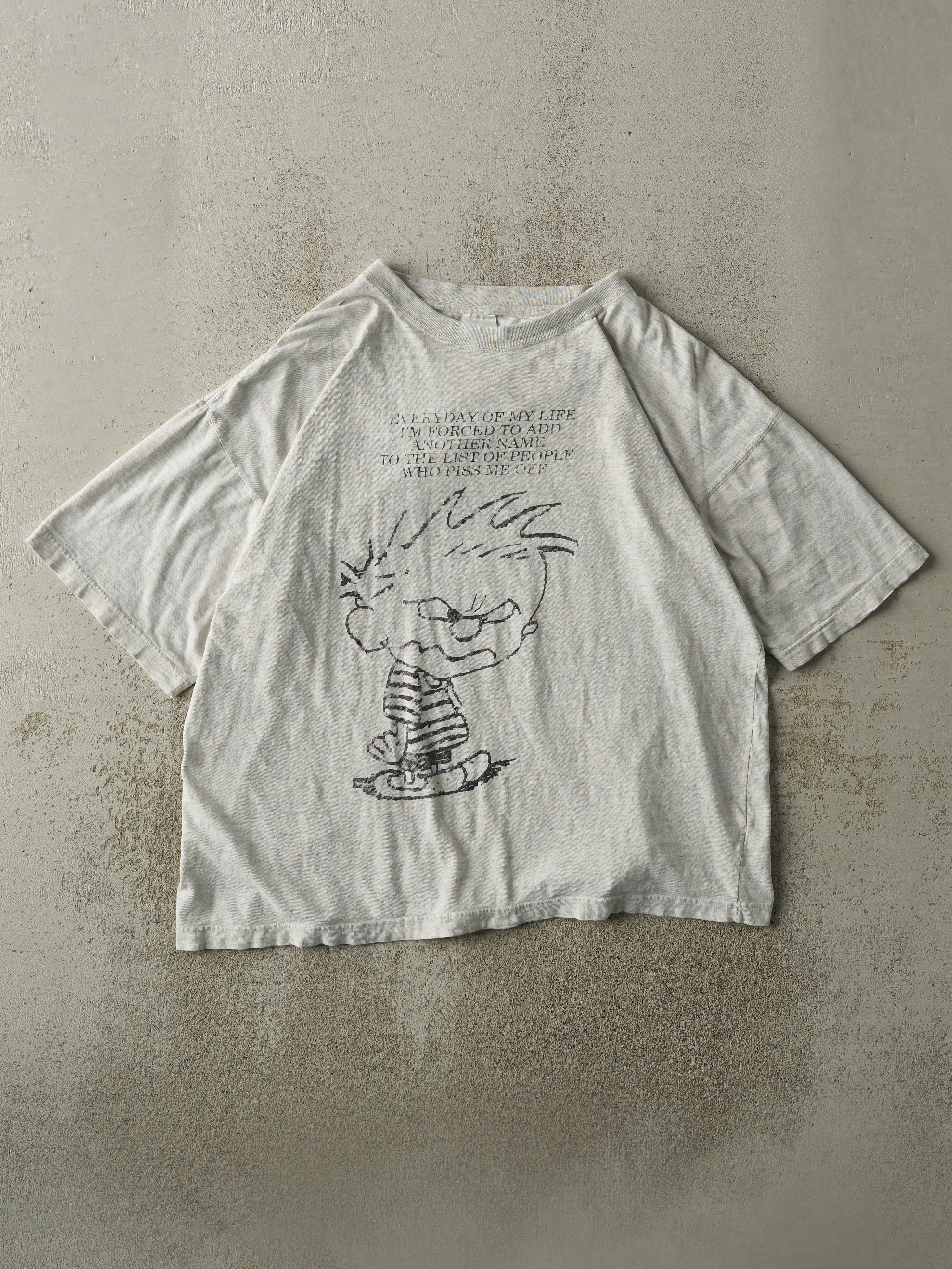 Vintage 90s Heather Grey "People Who Piss Me Off" Tee (L) sold by Rebalance Vintage