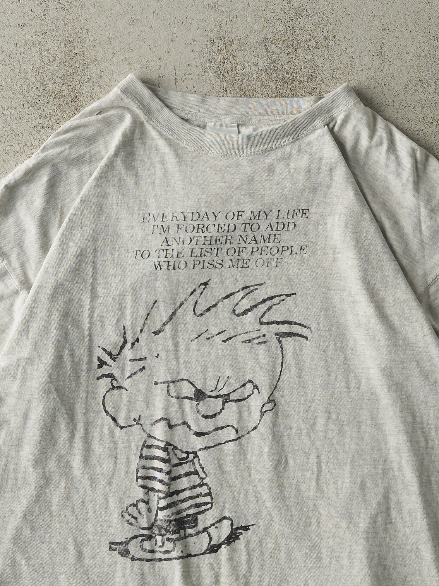 Vintage 90s Heather Grey "People Who Piss Me Off" Tee (L) sold by Rebalance Vintage product image thumbnail 2