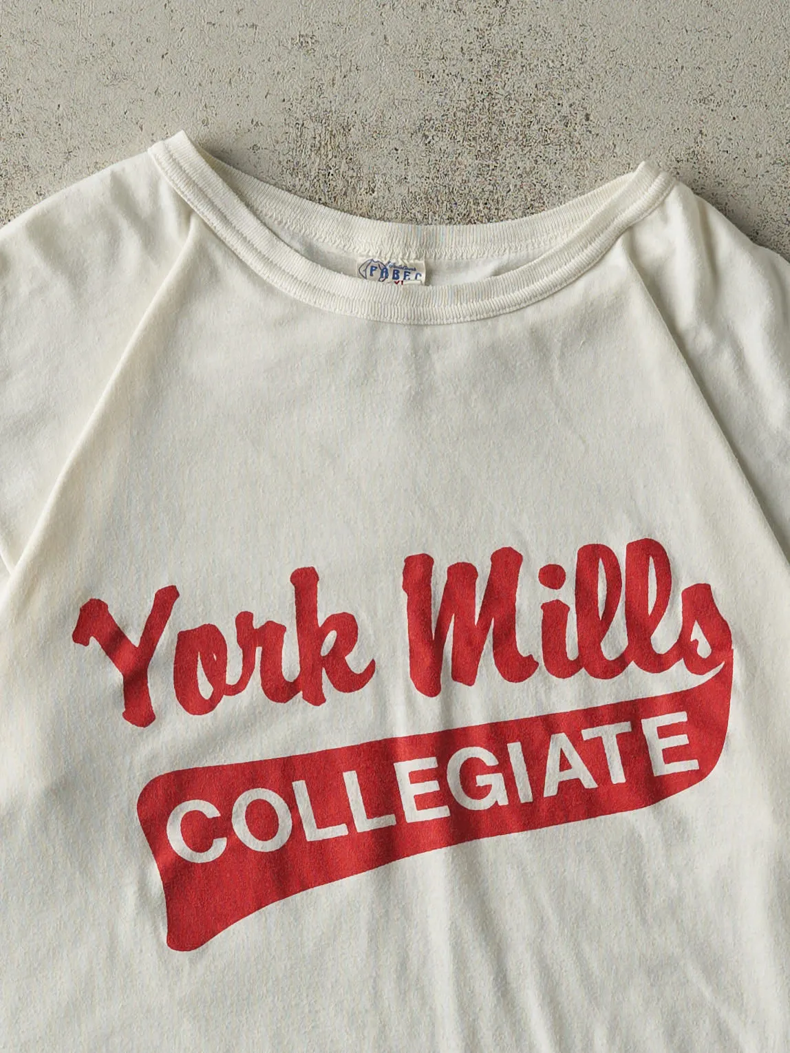 Vintage 80s White York Mills Collegiate Tee (L/XL) sold by Rebalance Vintage product image thumbnail 2