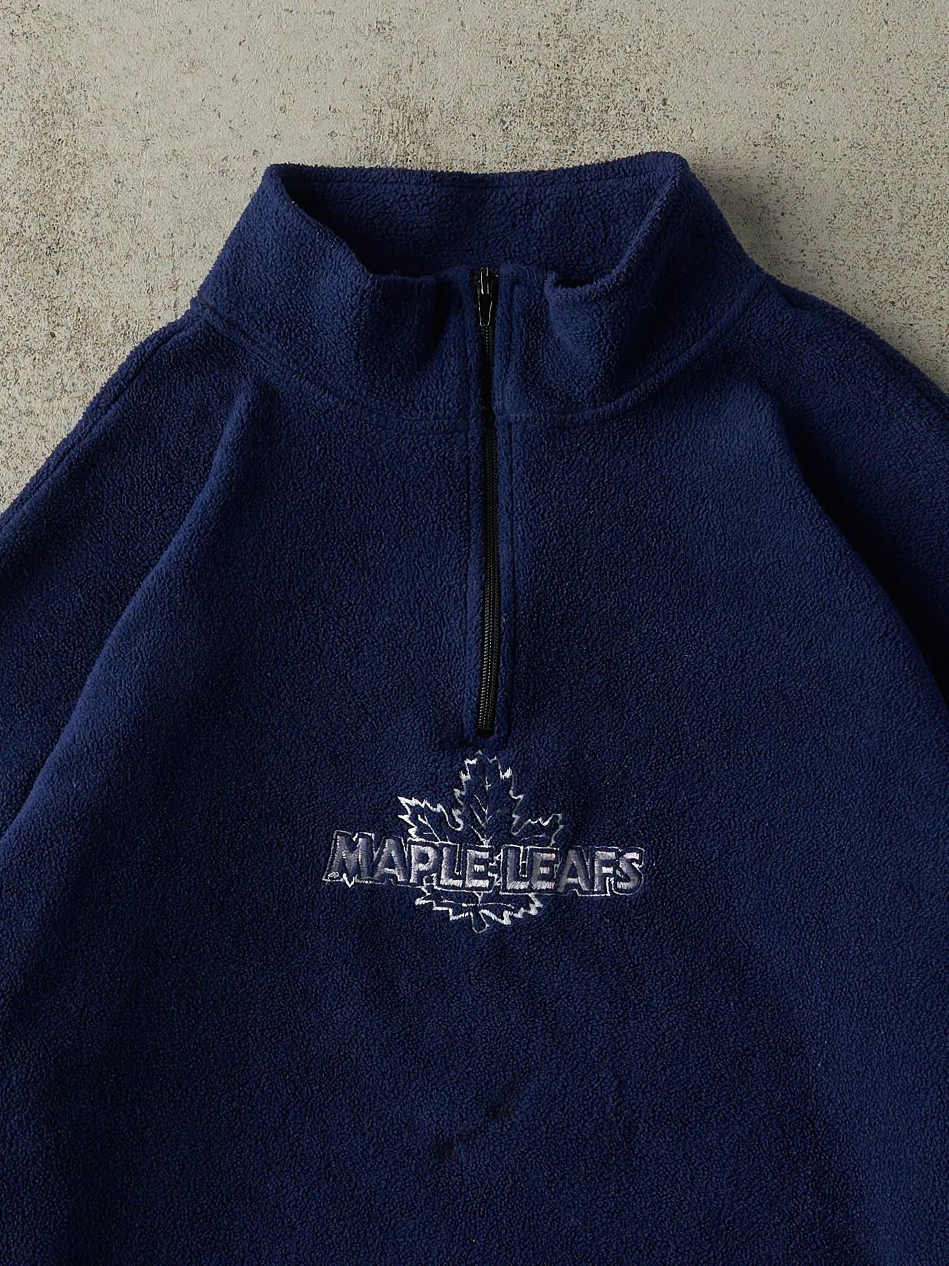 Vintage 90s Navy Blue Toronto Maple Leafs Quarter Zip Fleece (XXL) sold by Rebalance Vintage product image thumbnail 2