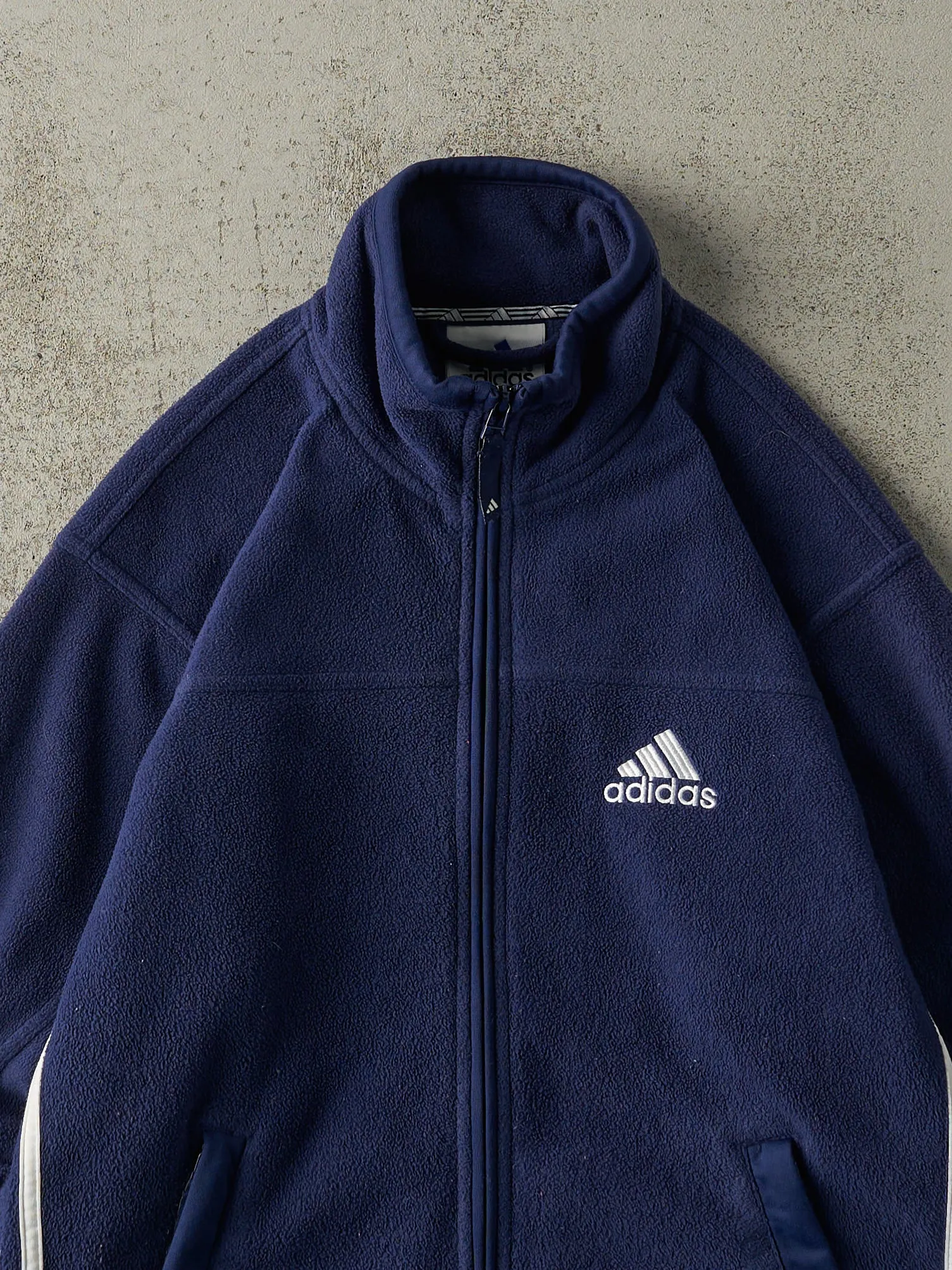 Vintage 90s Navy Blue Adidas Embroidered Zip Up Fleece (M) sold by Rebalance Vintage product image thumbnail 2