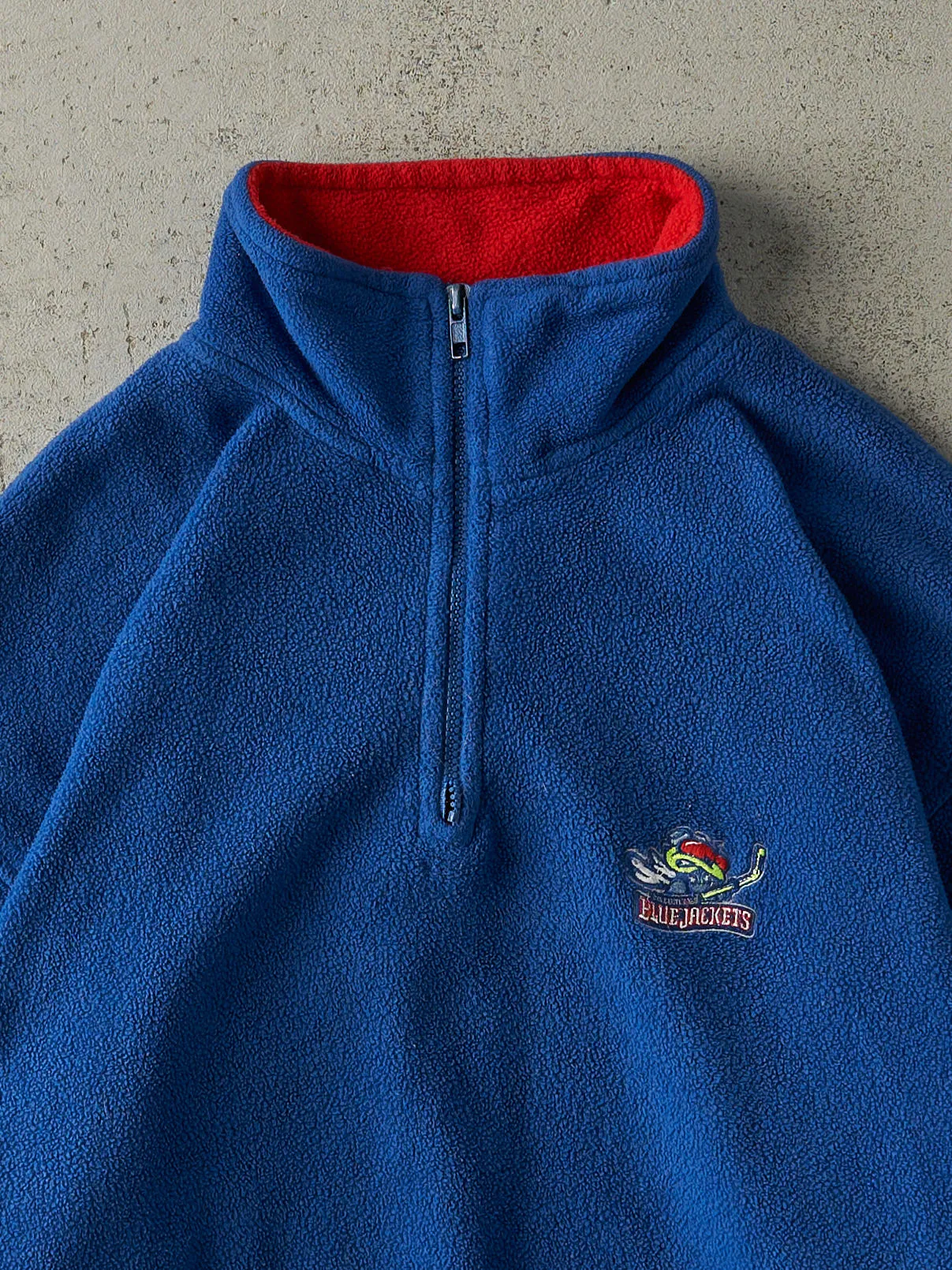 Vintage 90s Blue Columbus Blue Jackets Embroidered Quarter Zip Fleece (XL) sold by Rebalance Vintage product image thumbnail 2