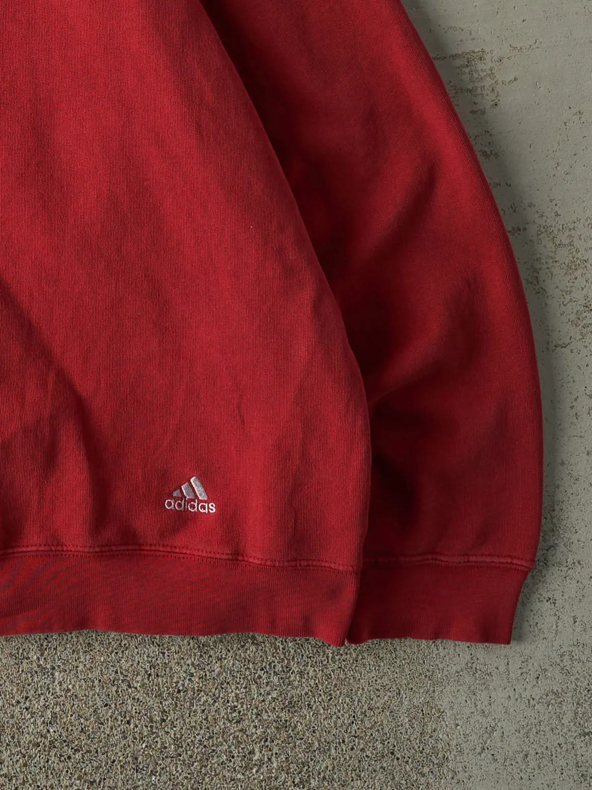 Vintage 90s Burgundy Adidas Embroidered Boxy Hoodie (XL/XXL) sold by Rebalance Vintage product image thumbnail 3