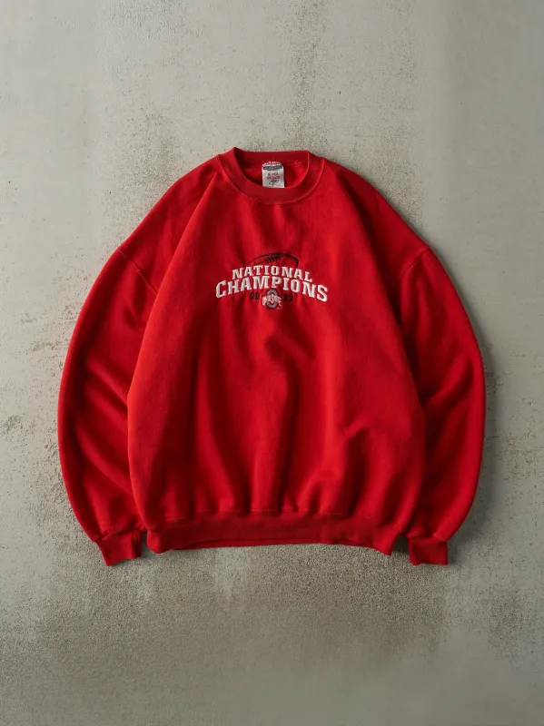 Vintage 02' Red Ohio State Buckeyes Football National Champions Crewneck (L) sold by Rebalance Vintage