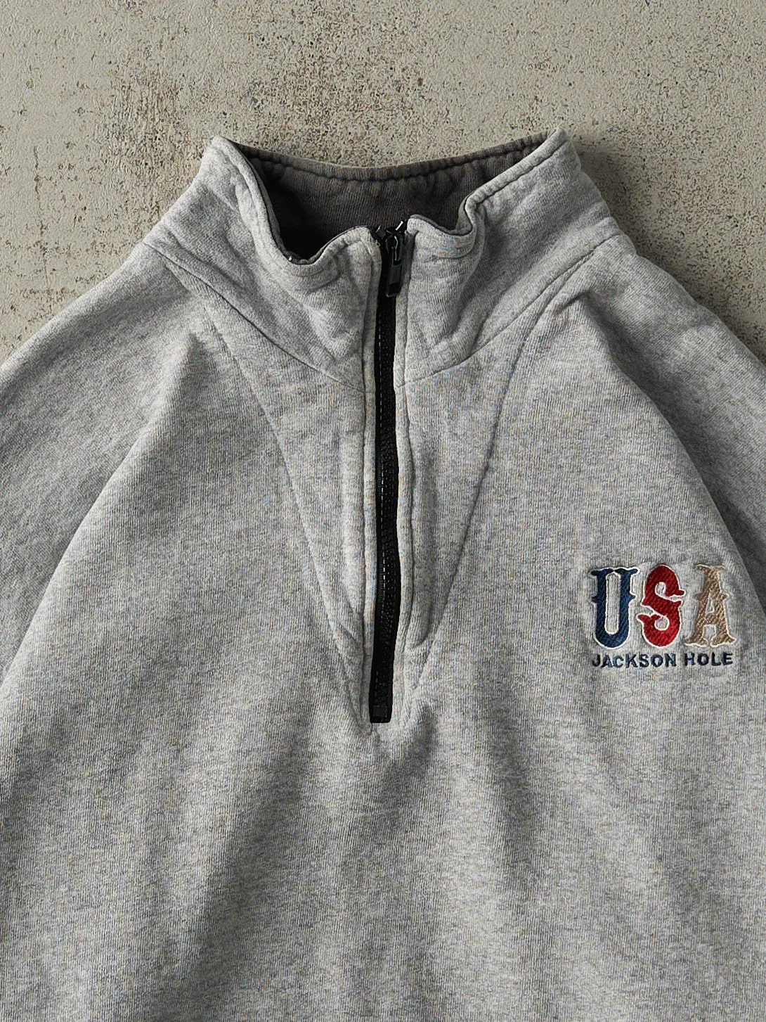 Vintage 90s Grey Embroidered Jackson Hole Quarter Zip (L) sold by Rebalance Vintage product image thumbnail 2