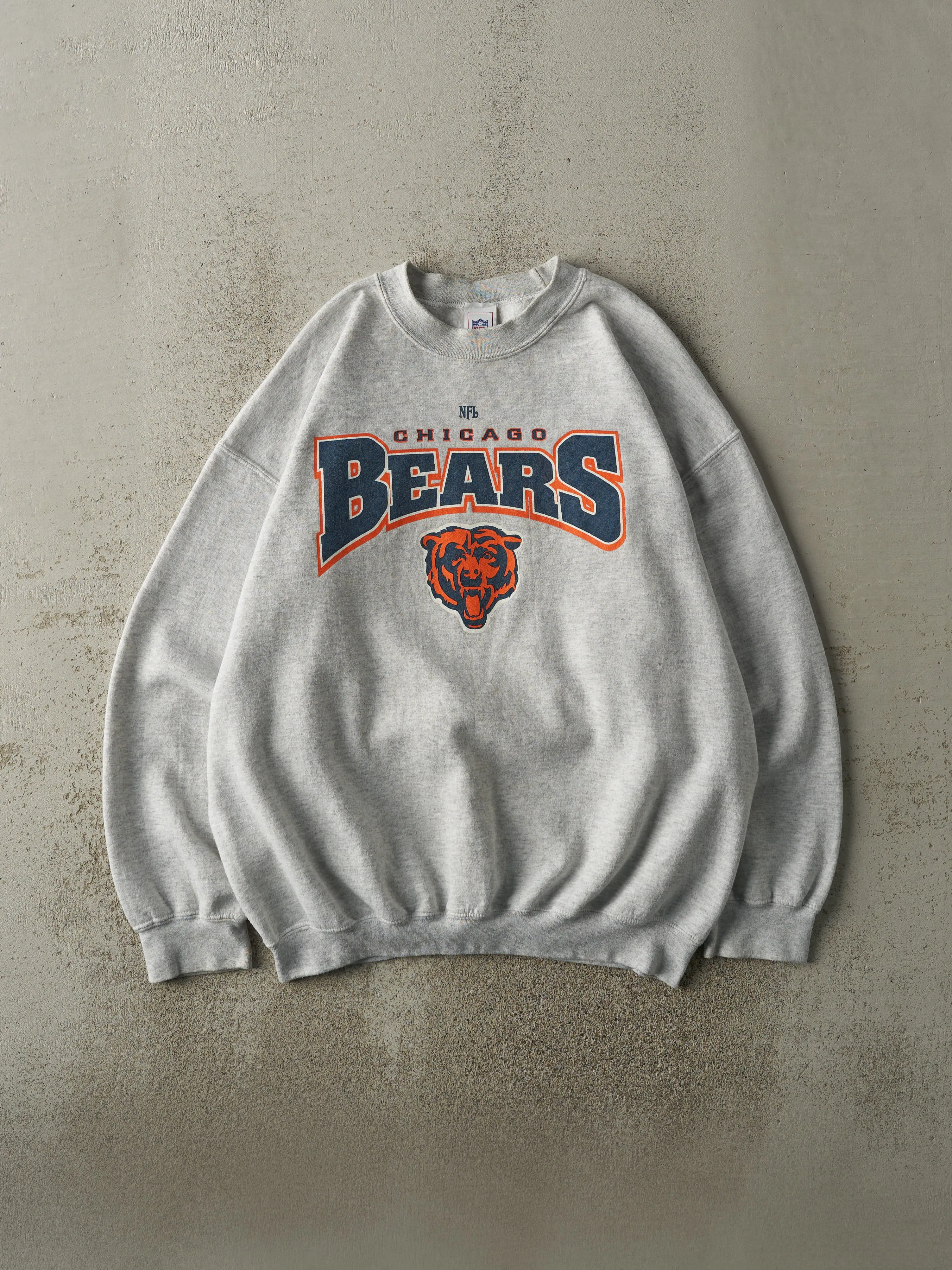 Vintage 90s Heather Grey Chicago Bears Crewneck (L) sold by Rebalance Vintage