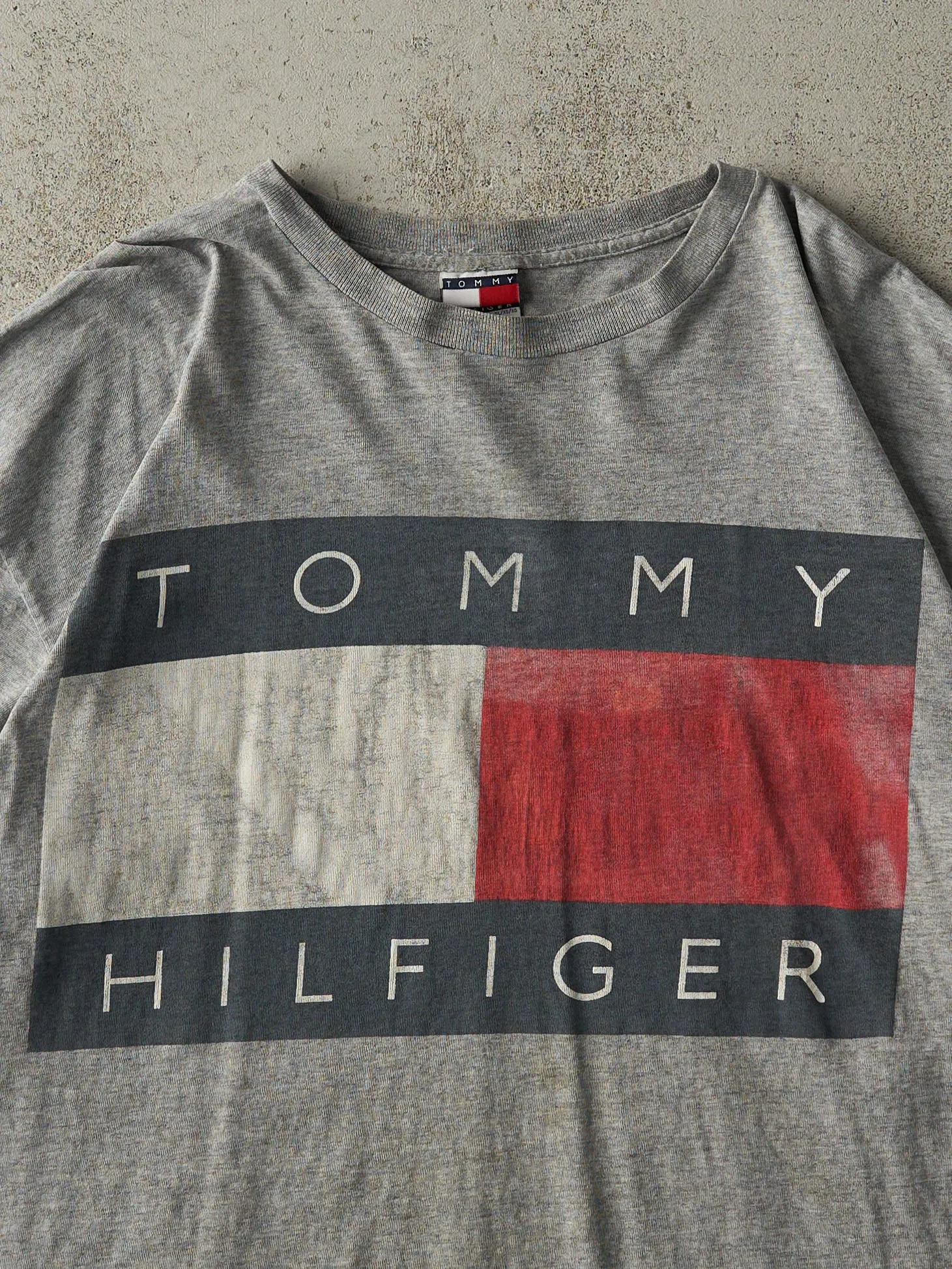 Vintage 90s Grey Tommy Hilfiger Logo Tee (XL) sold by Rebalance Vintage product image thumbnail 2