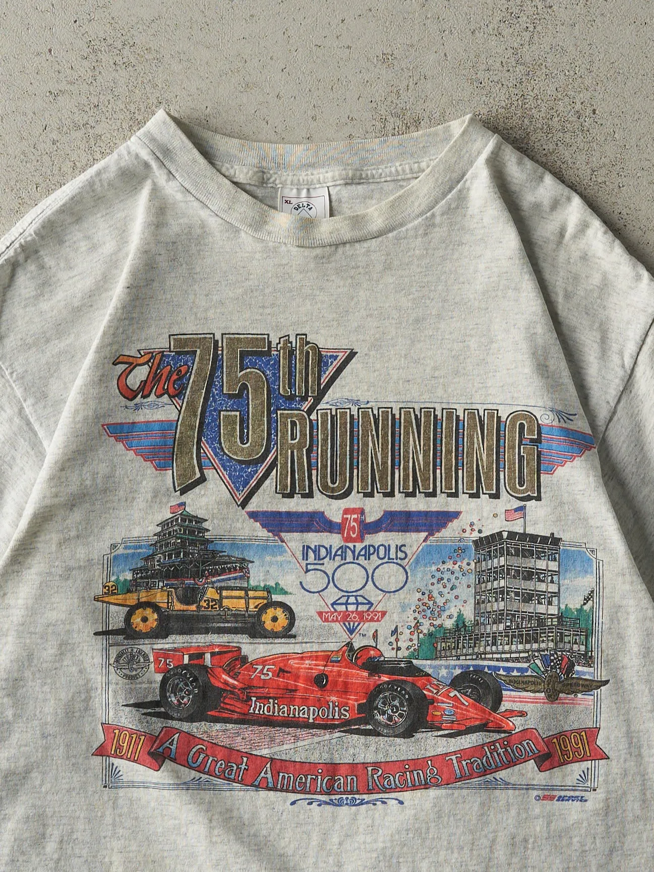 Vintage 91' Heather Grey 75th Indianapolis 500 Racing Tee (M) sold by Rebalance Vintage product image thumbnail 2