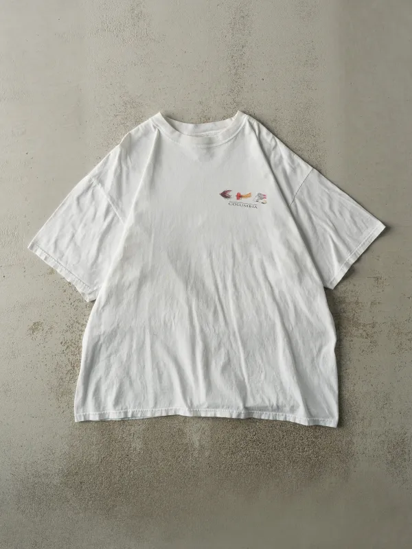 Vintage 90s White Columbia Sportswear Fishing Tee (L) sold by Rebalance Vintage