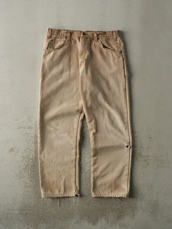Vintage 90s Beige Dickies Fleece Lined Carpenter Pants (36x30.5) sold by Rebalance Vintage
