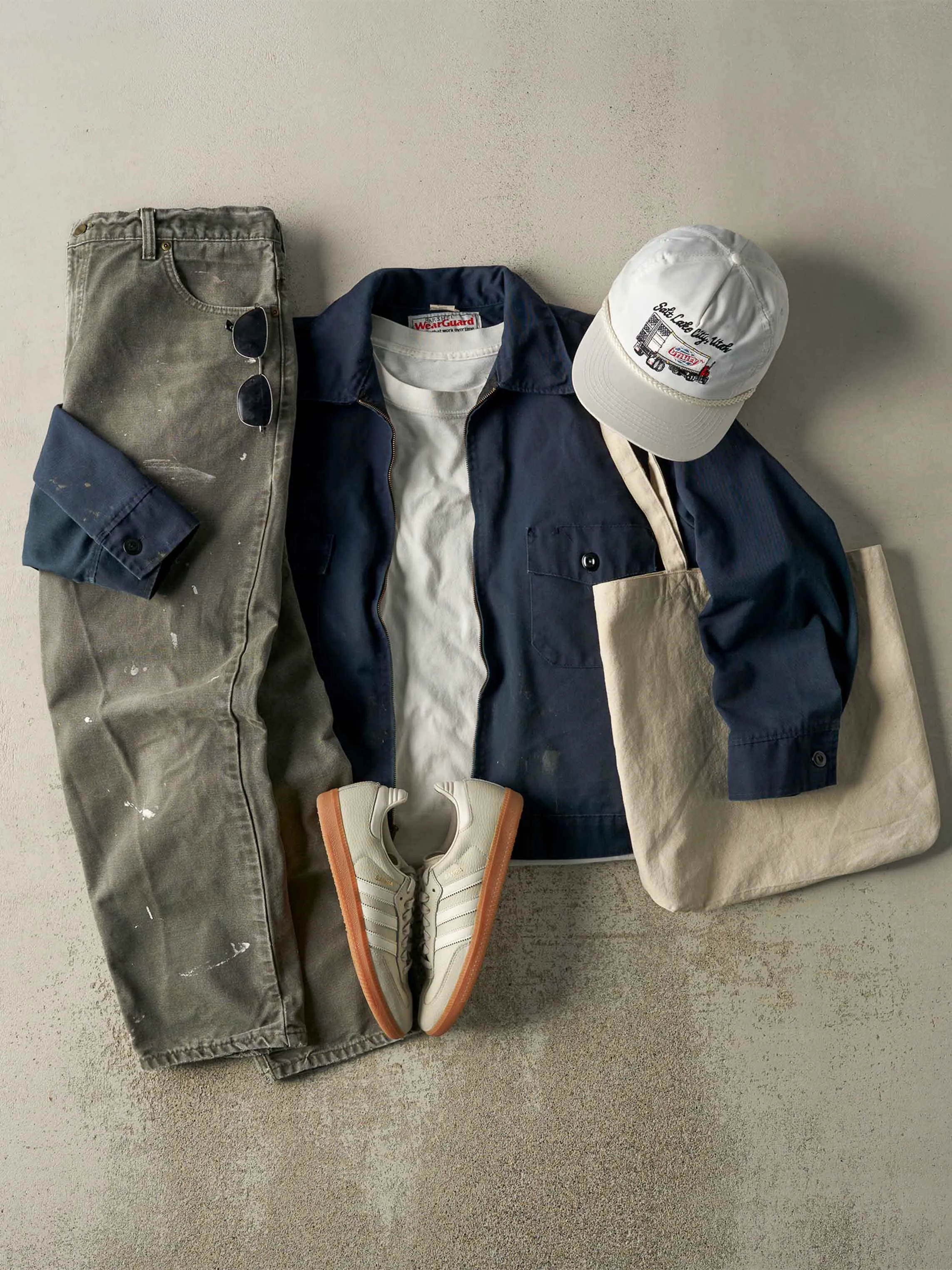 Vintage 80s Navy Blue Work Jacket (L) sold by Rebalance Vintage product image thumbnail 2